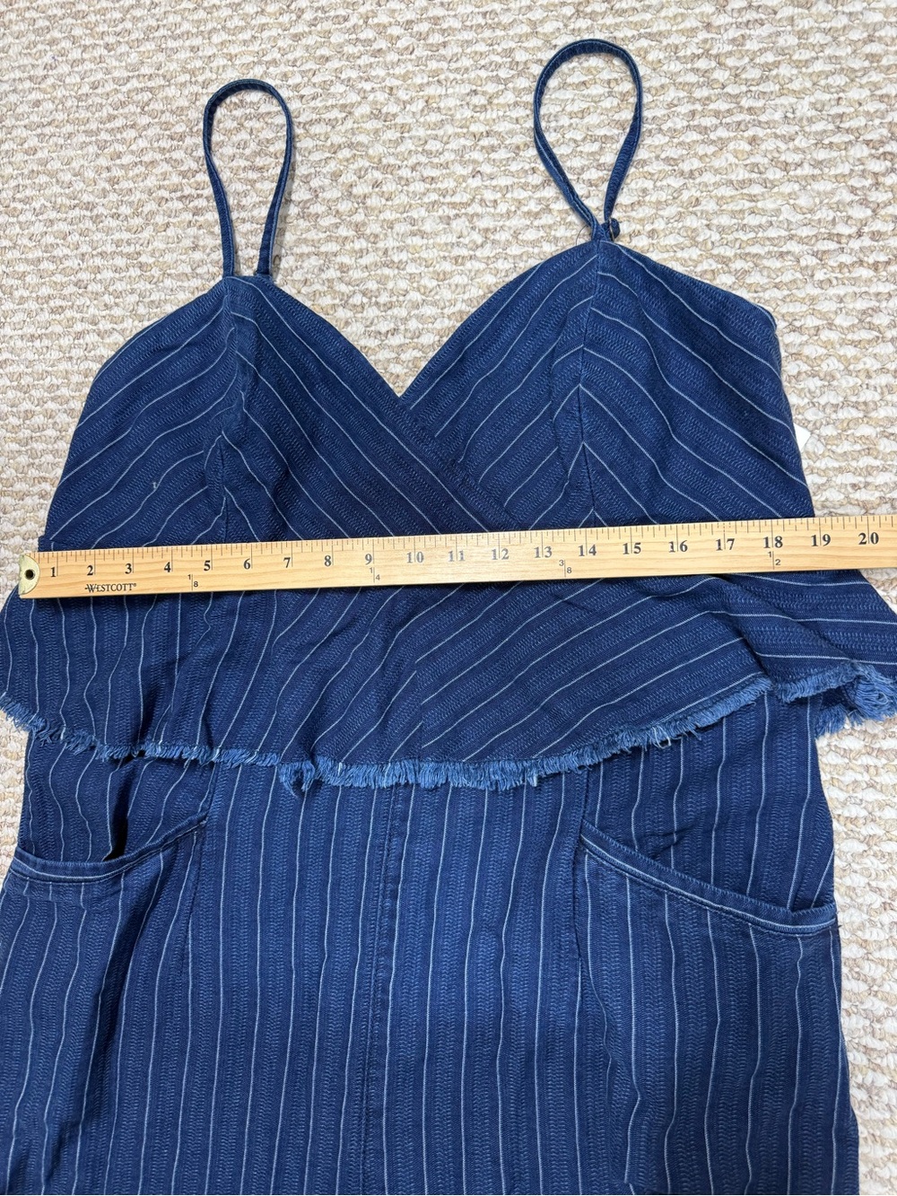 NWT Anthropologie Maeve Denim Pinstripe Peplum Jumpsuit XL $148 - Picture 10 of 10